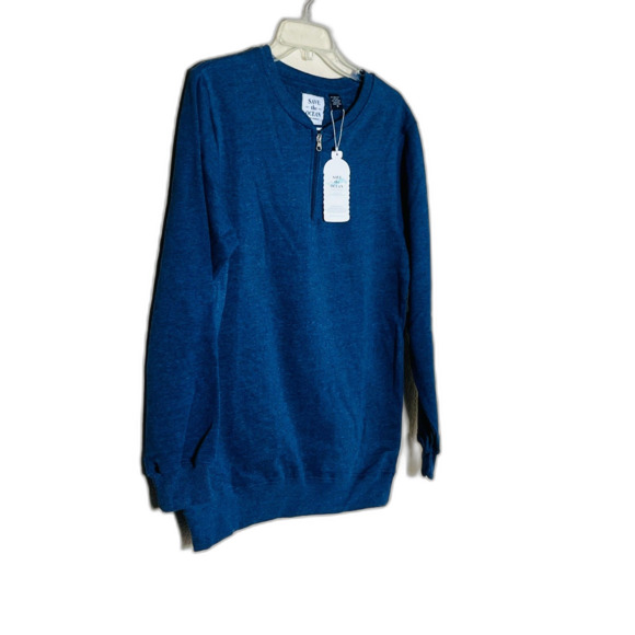 NWT Roffe Save the Ocean Blue Pullover 1/4 Zip Sustainable Material Medium - Picture 2 of 7